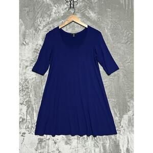 Eileen Fisher Viscose Jersey Tunic Dress Womens Size XS Blue Stretch Minimalist